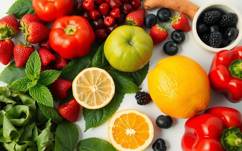 Varietà di frutta e verdura ricche di vitamine